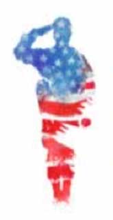 graphic of American flag silhouette veteran soluting
